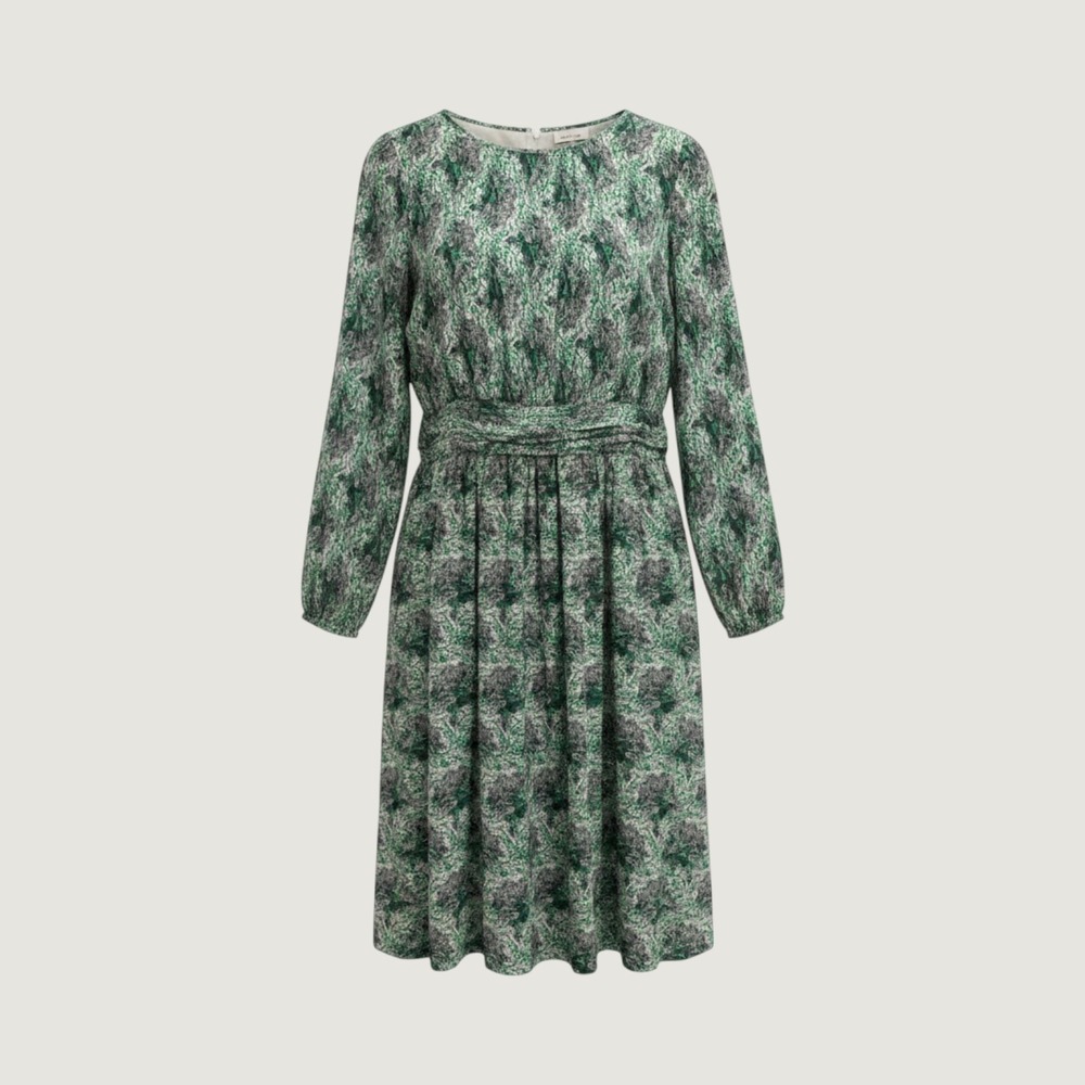 Boden Selina Green Floral Pleated Midi Dress Size 14L Cottagecore‎ Boho Floral